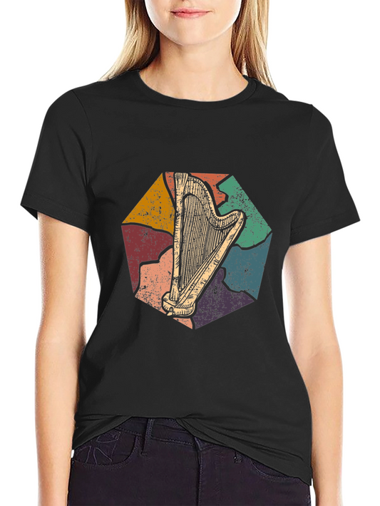 Retro Harp T-Shirt Vintage Musical Instrument Tee