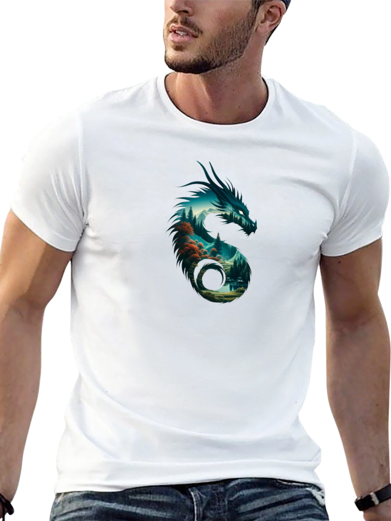 Dragon Landscape Graphic Tee - Cool Fantasy Design