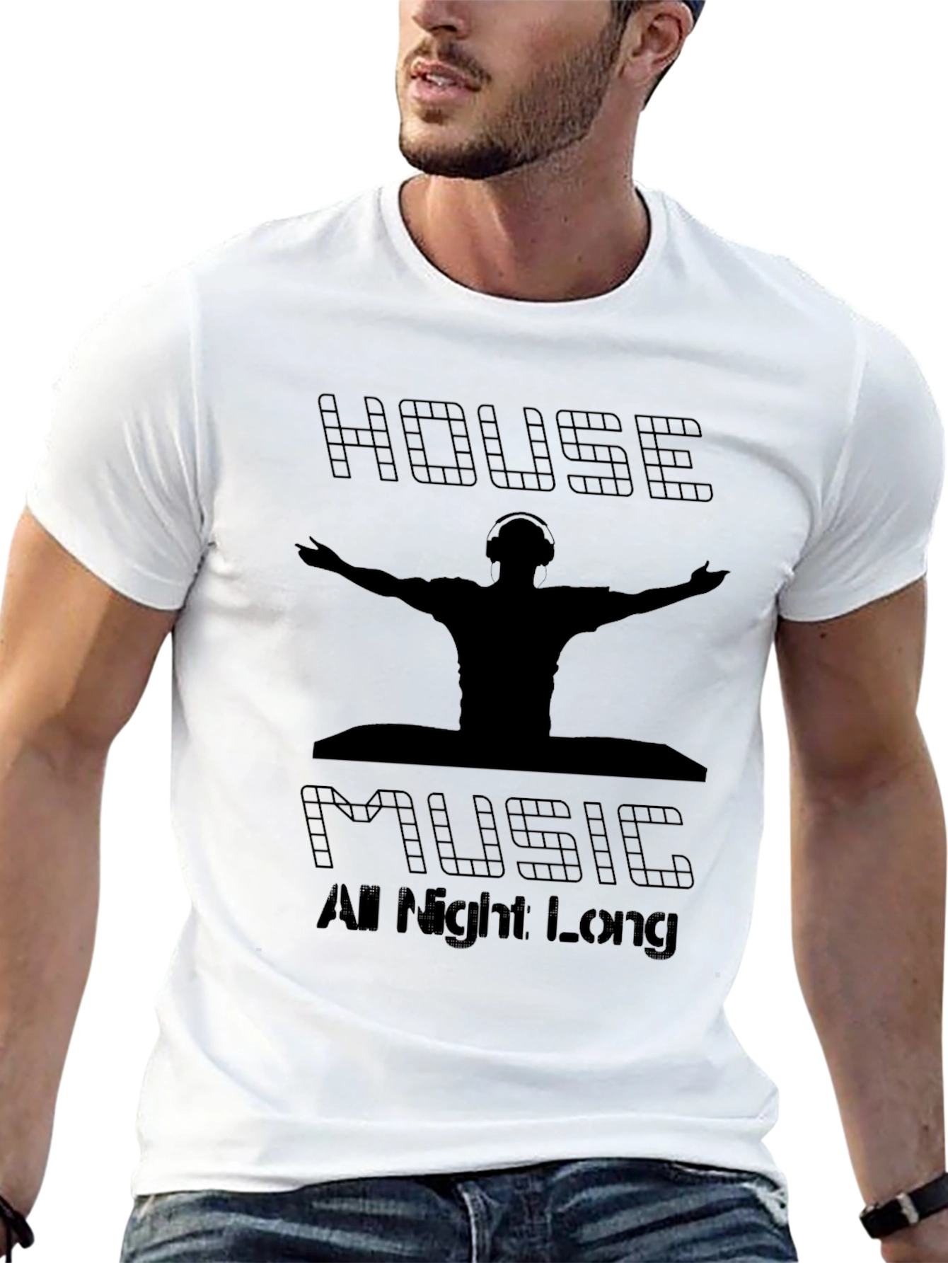 House Music All Night Long Black T-Shirt
