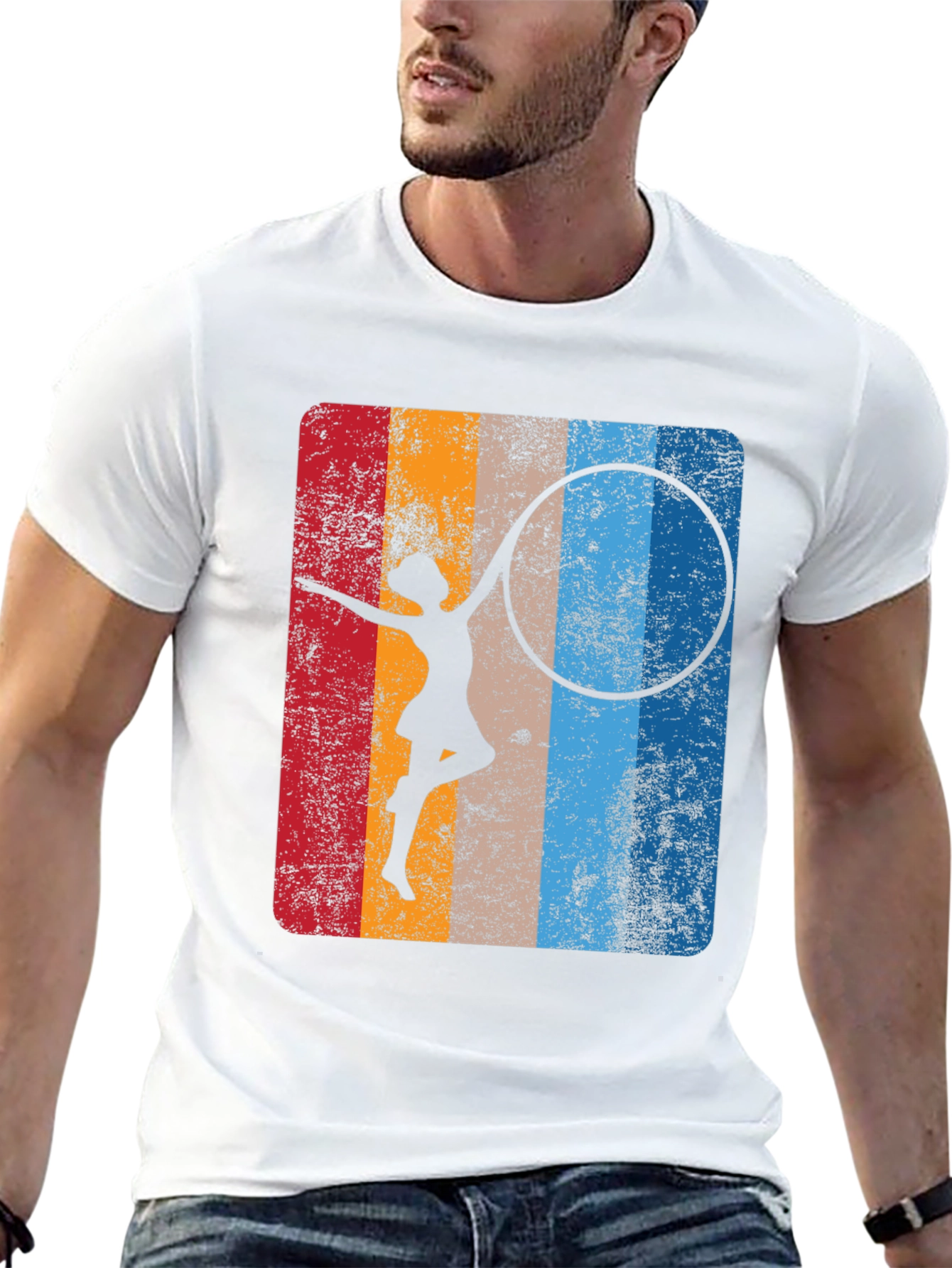 Retro Gymnast Hula Hoop Graphic T-Shirt