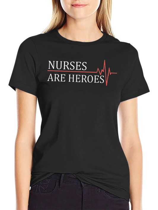 Nurses are Heroes Graphic Tee - Black