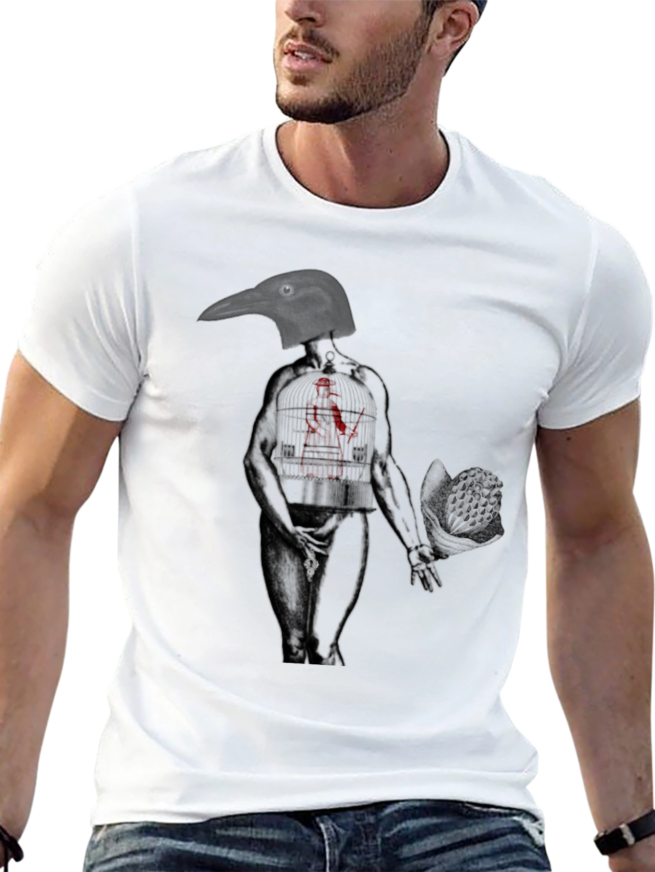 Raven Head Anatomical Human Graphic Tee