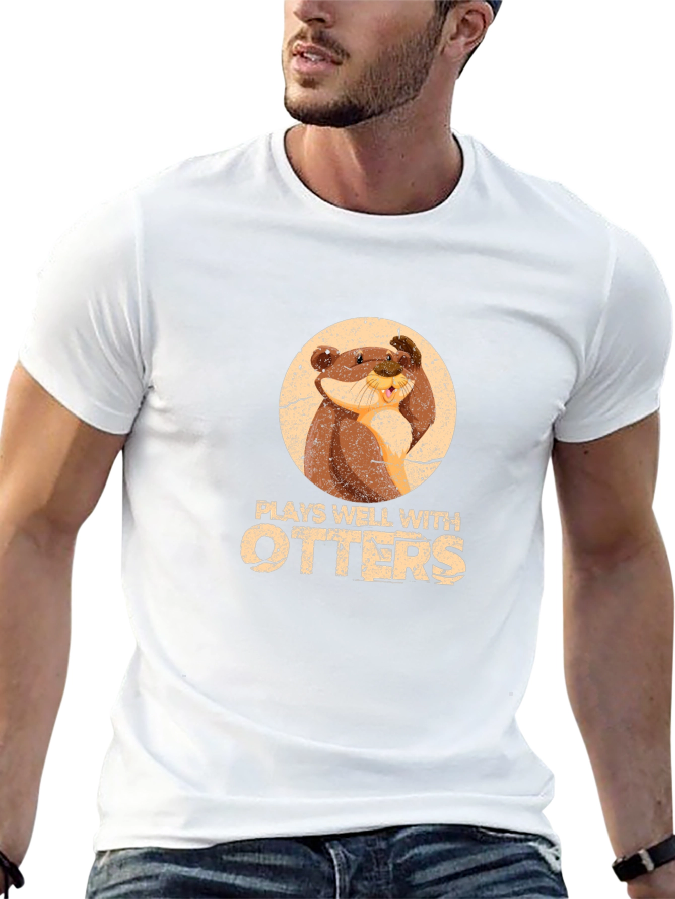Plays Well With Otters Funny Graphic T-Shirt