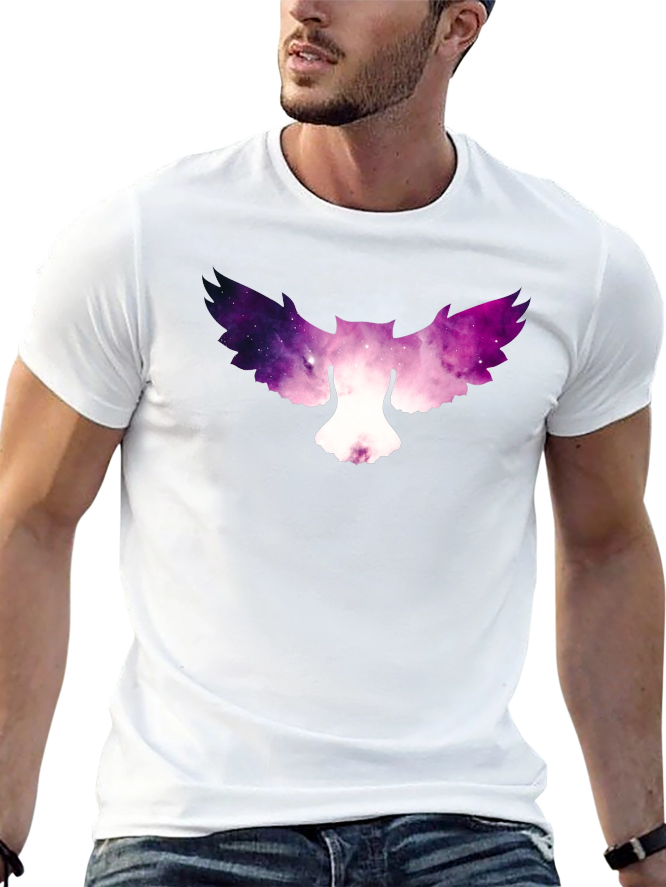 Galaxy Owl Graphic Tee - Stylish Mens Black T-Shirt