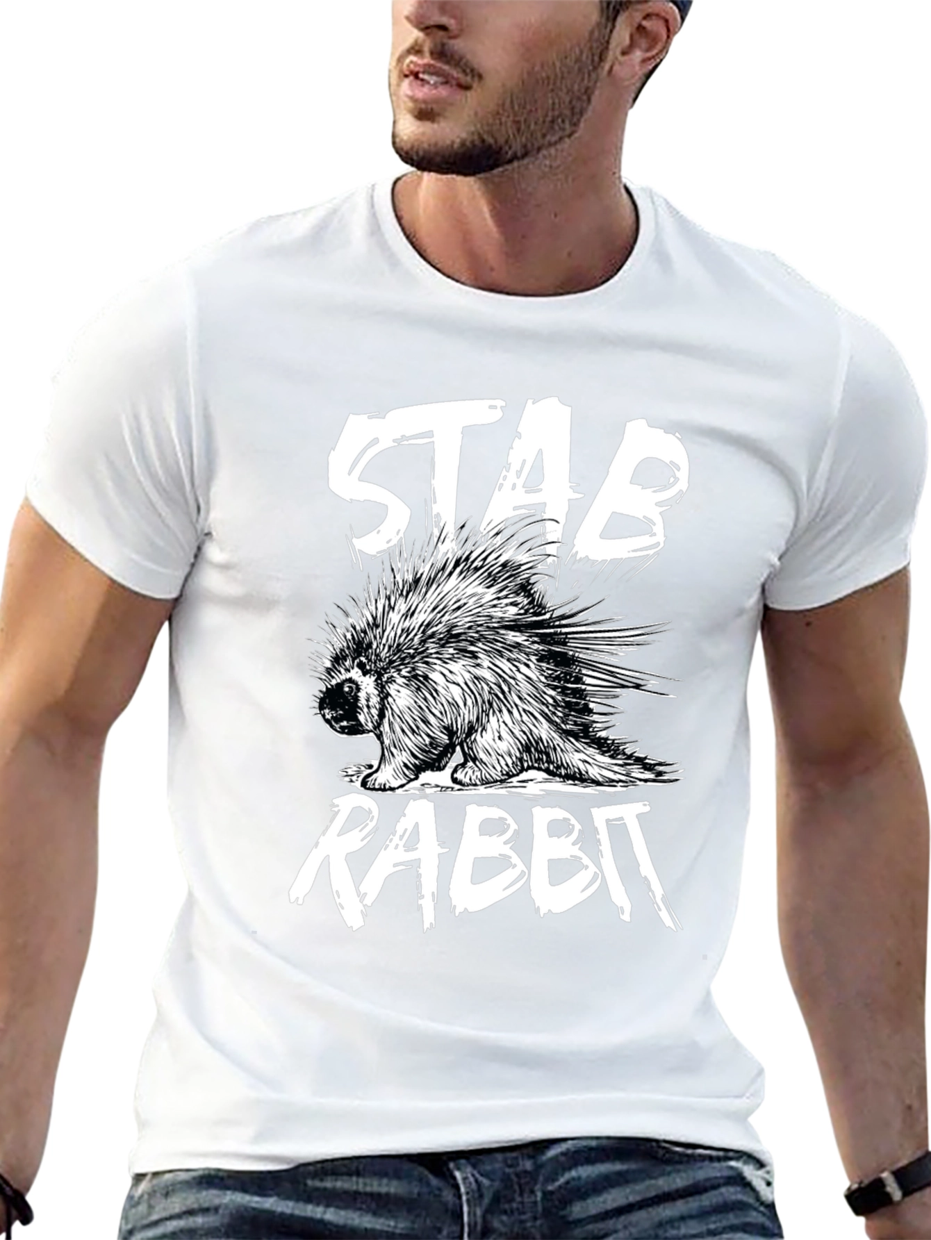 Stab Rabbit Graphic Tee - Unique Humor T-Shirt