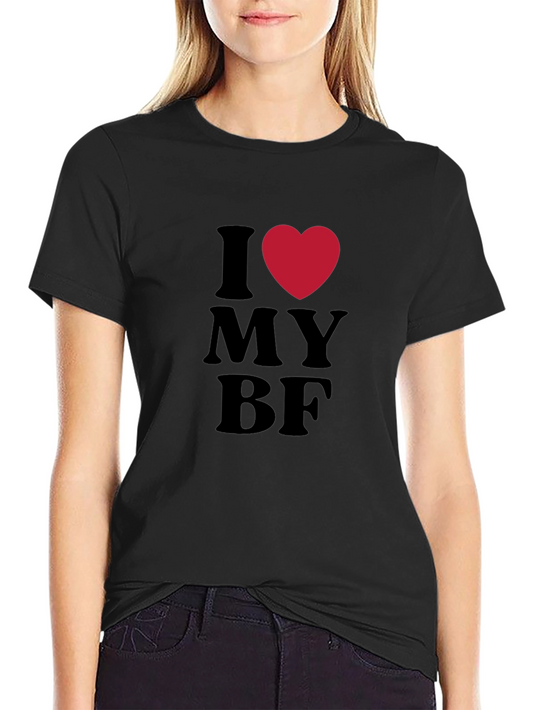 I Heart My BF Graphic Tee - Black Cotton Shirt