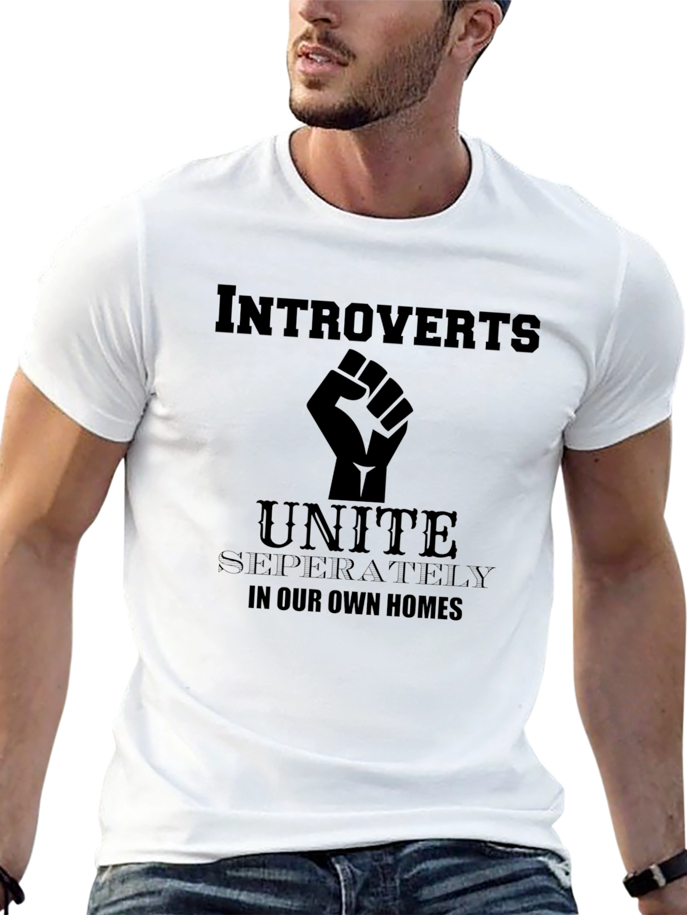 Introverts Unite T-Shirt - Black Cotton Graphic Tee