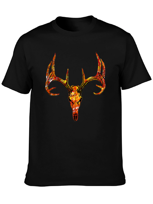 Deer Skull Graphic Tee - Bold Stag Design