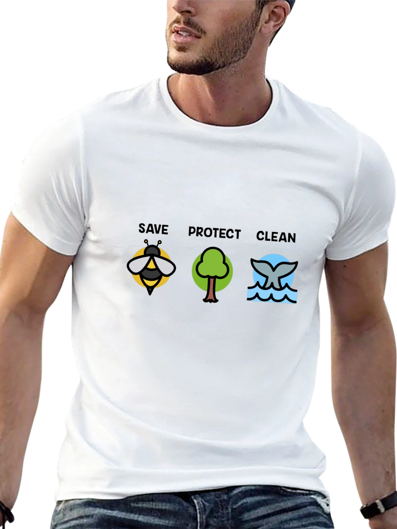 Eco-Friendly T-Shirt: Save Protect Clean Design