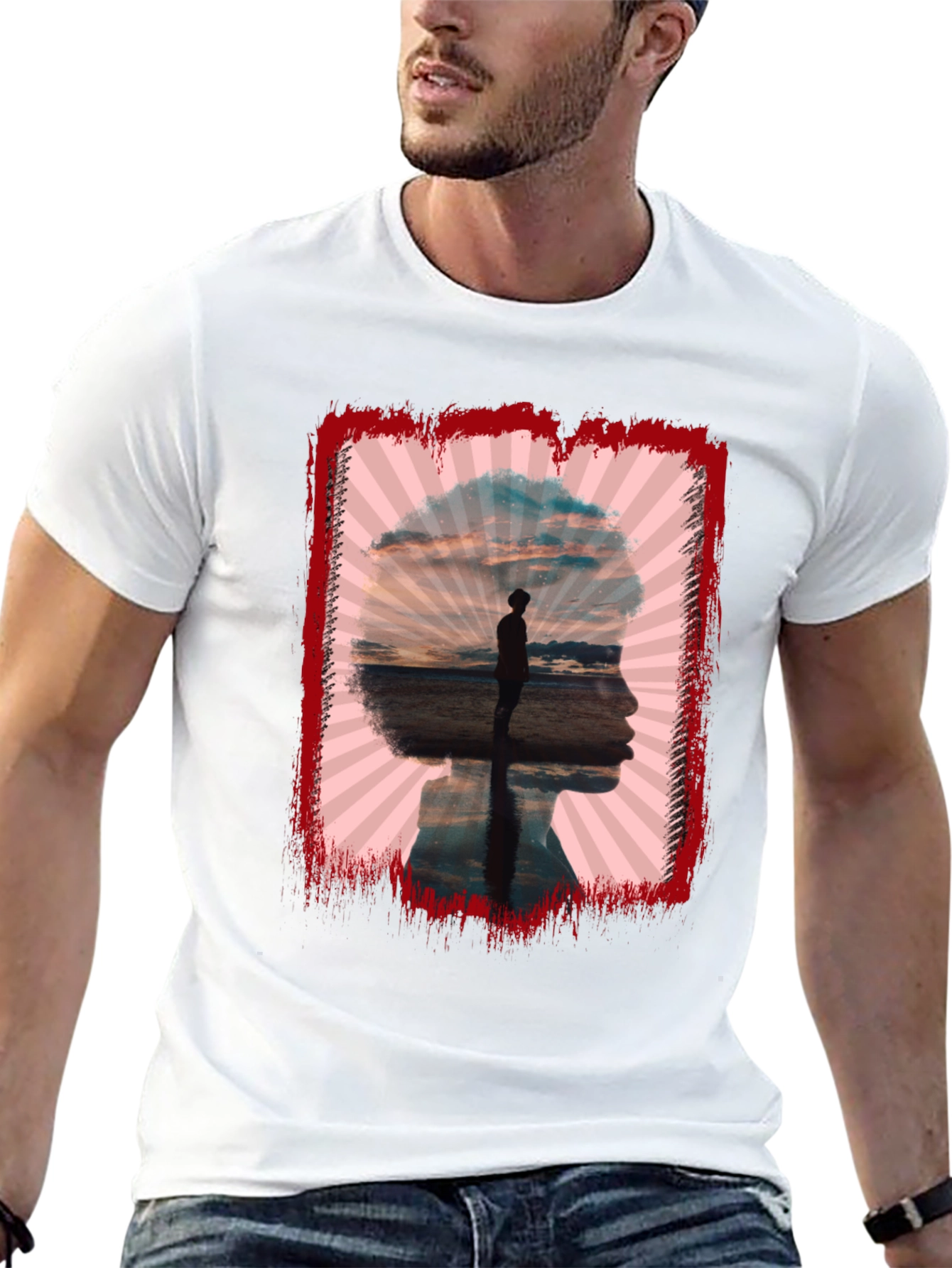 Silhouette Sunset Graphic Tee - Black Casual Shirt