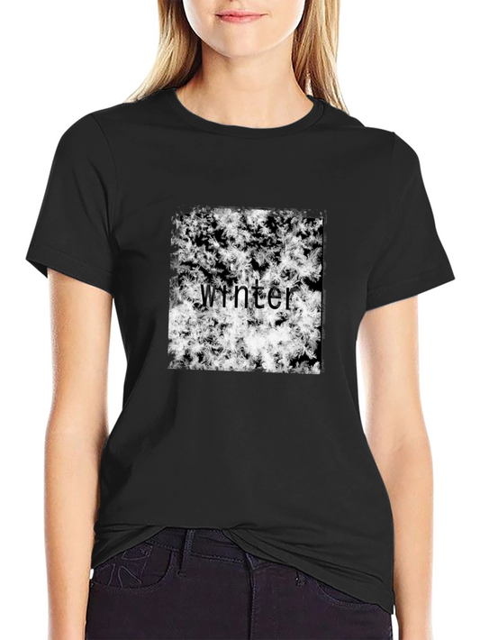 Winter Snowflake T-Shirt - Black Crew Neck