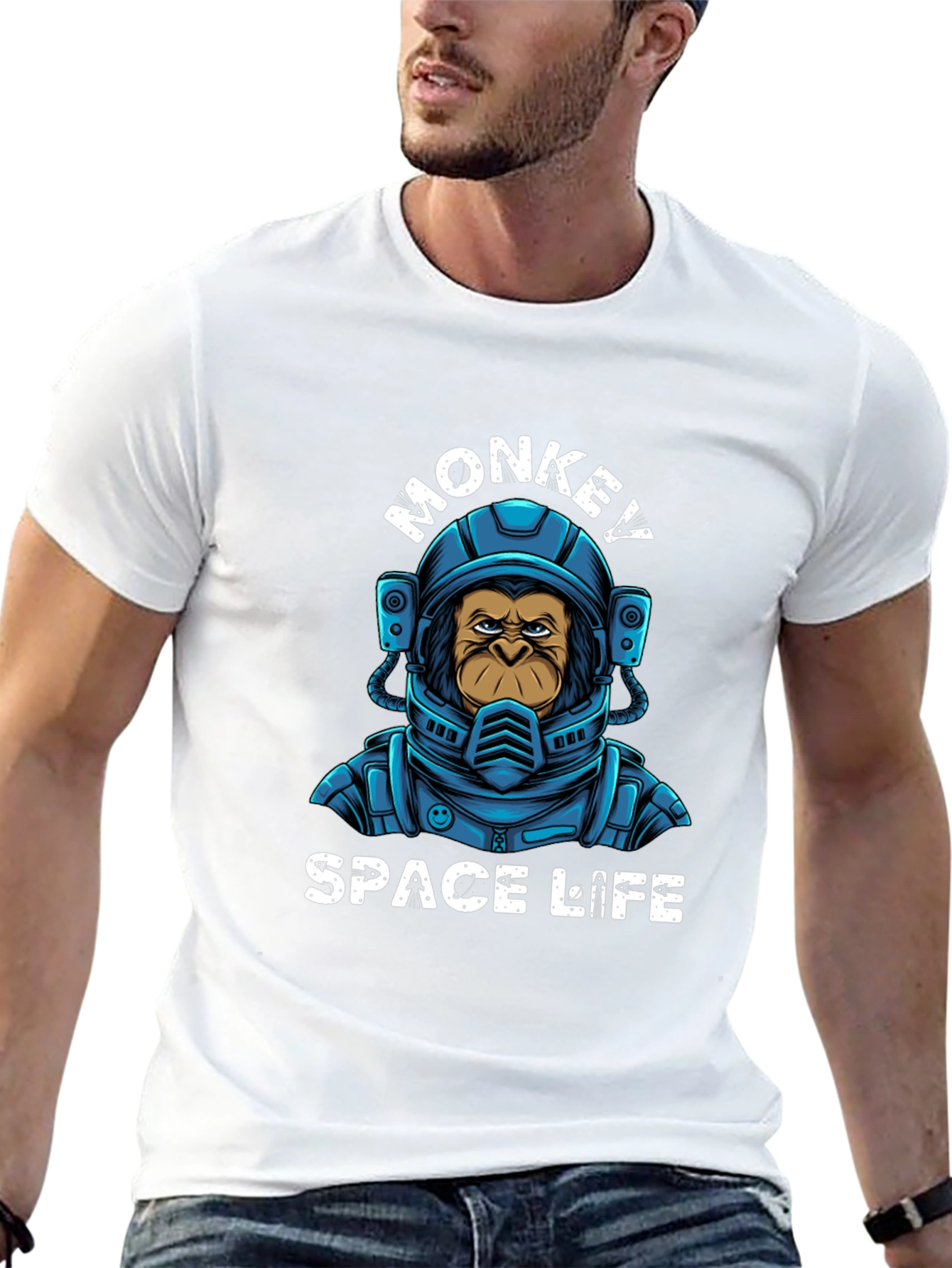 Monkey Space Life Graphic T-Shirt