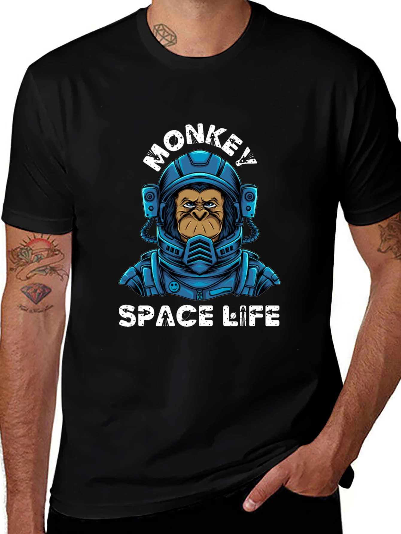 Monkey Space Life Graphic T-Shirt