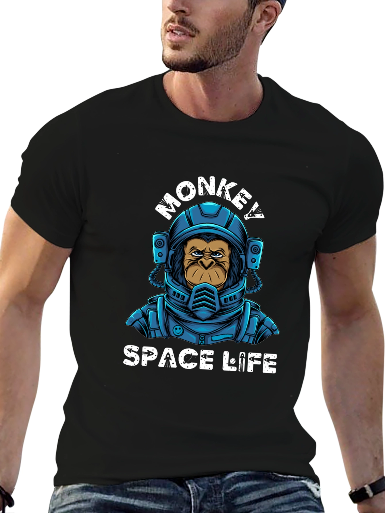 Monkey Space Life Graphic T-Shirt