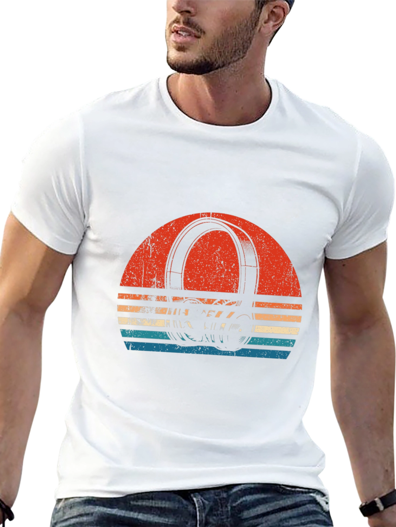Retro Headphone Sunset Graphic T-Shirt
