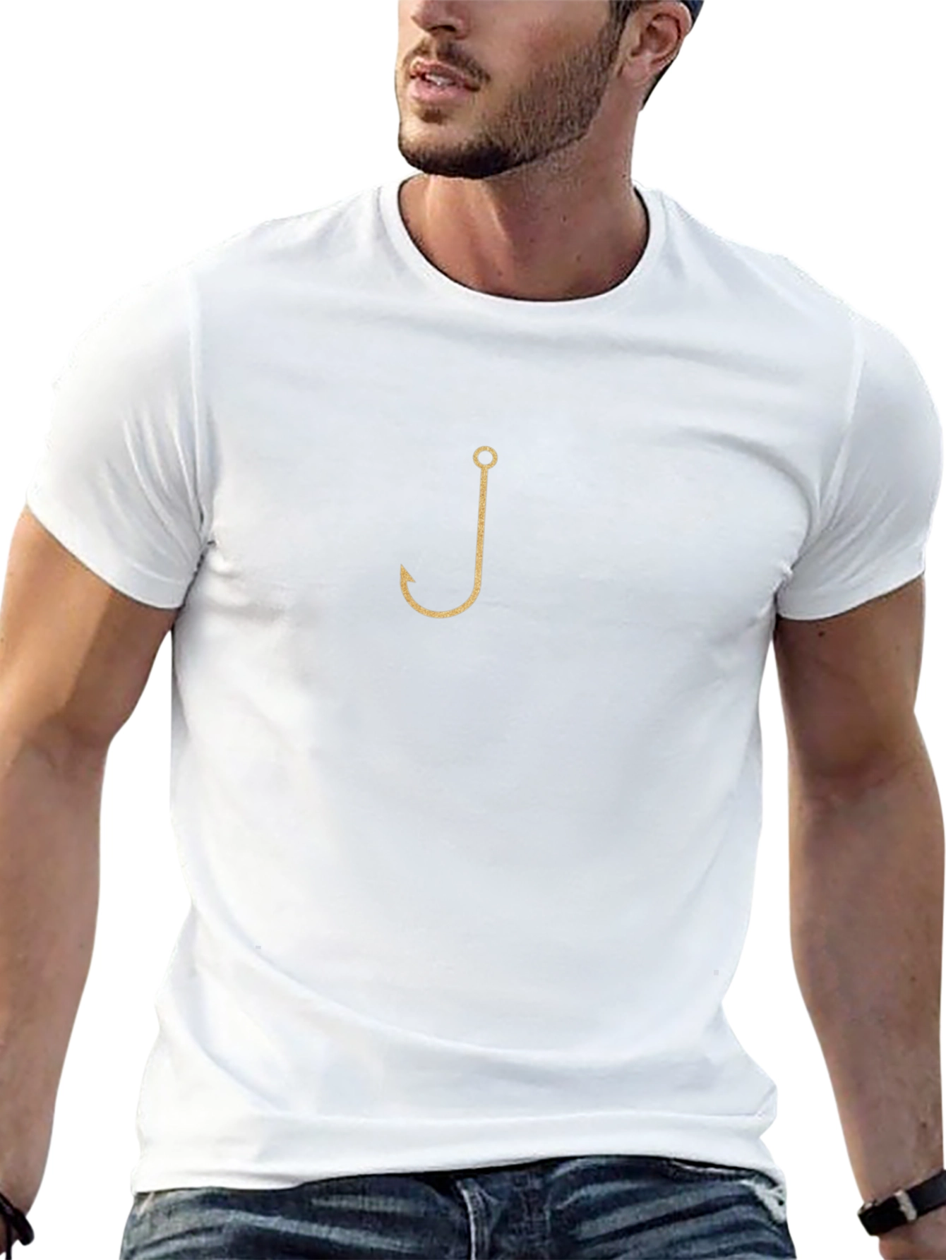 Fishing Hook Graphic Tee - Black Cotton Comfort