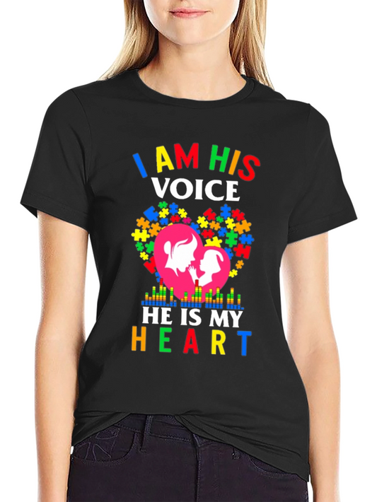 Autism Awareness T-Shirt - I Am His Voice He Is My Heart