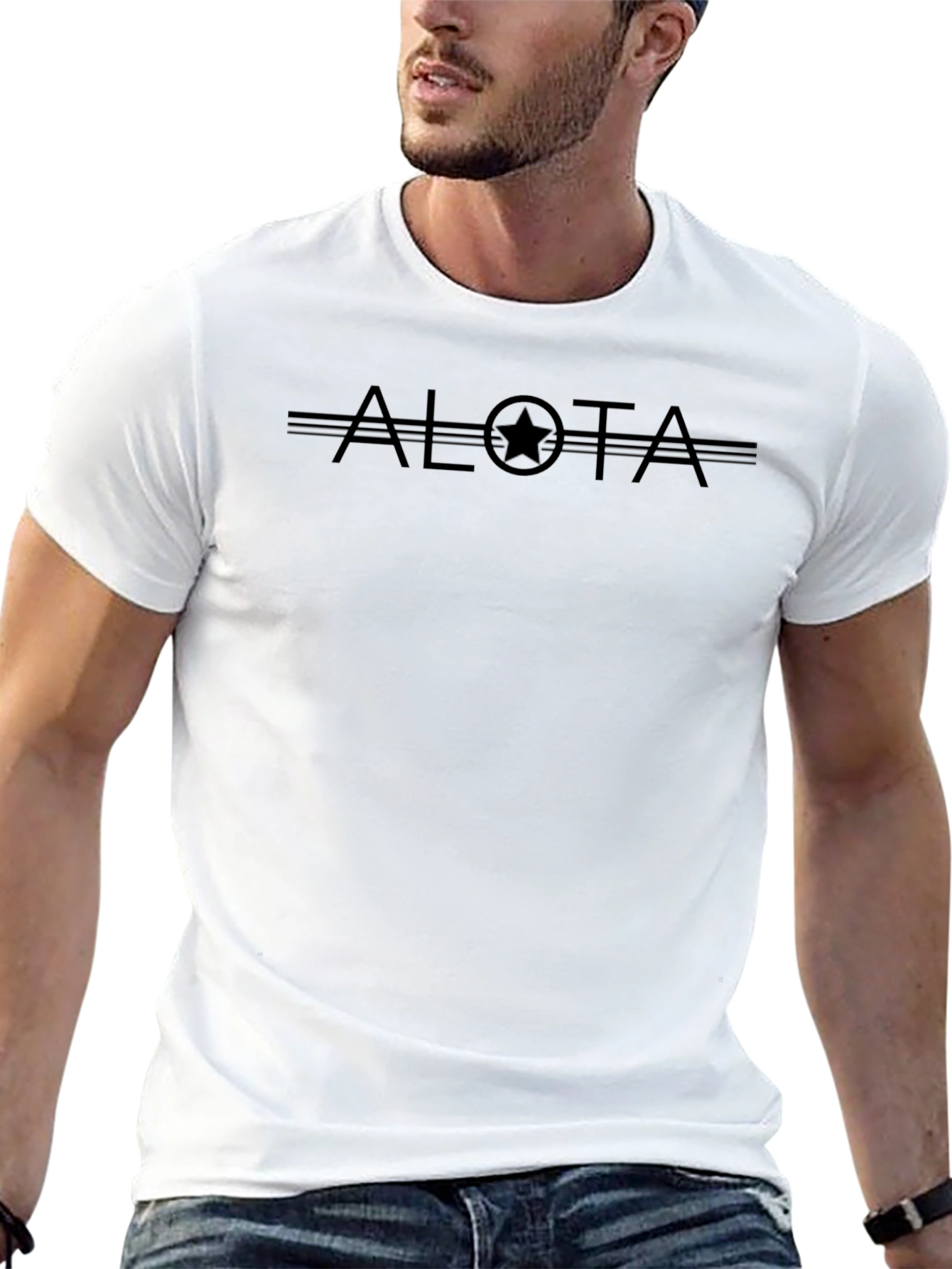 ALOTA Star Graphic Black Tee - Soft Cotton Blend