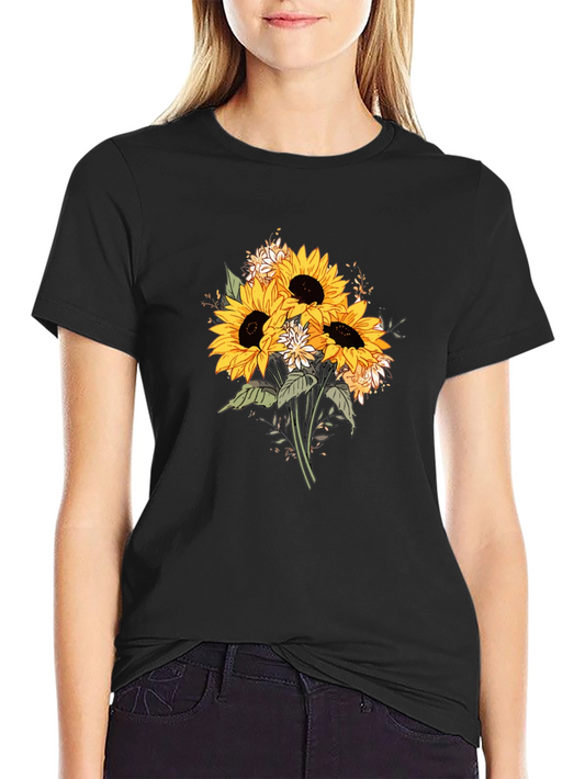 Sunflower Bouquet Graphic T-Shirt - Black