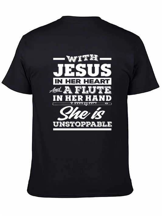 Jesus Flute Unstoppable Black Graphic Tee