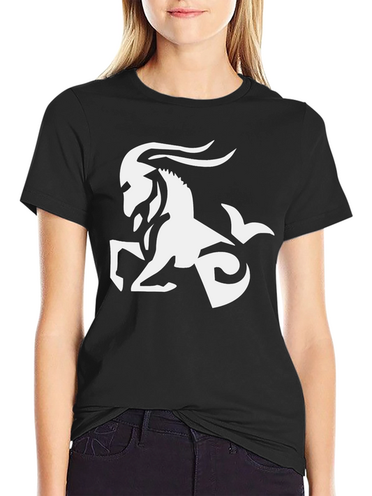 Capricorn Zodiac Graphic Tee - Black Cotton Blend