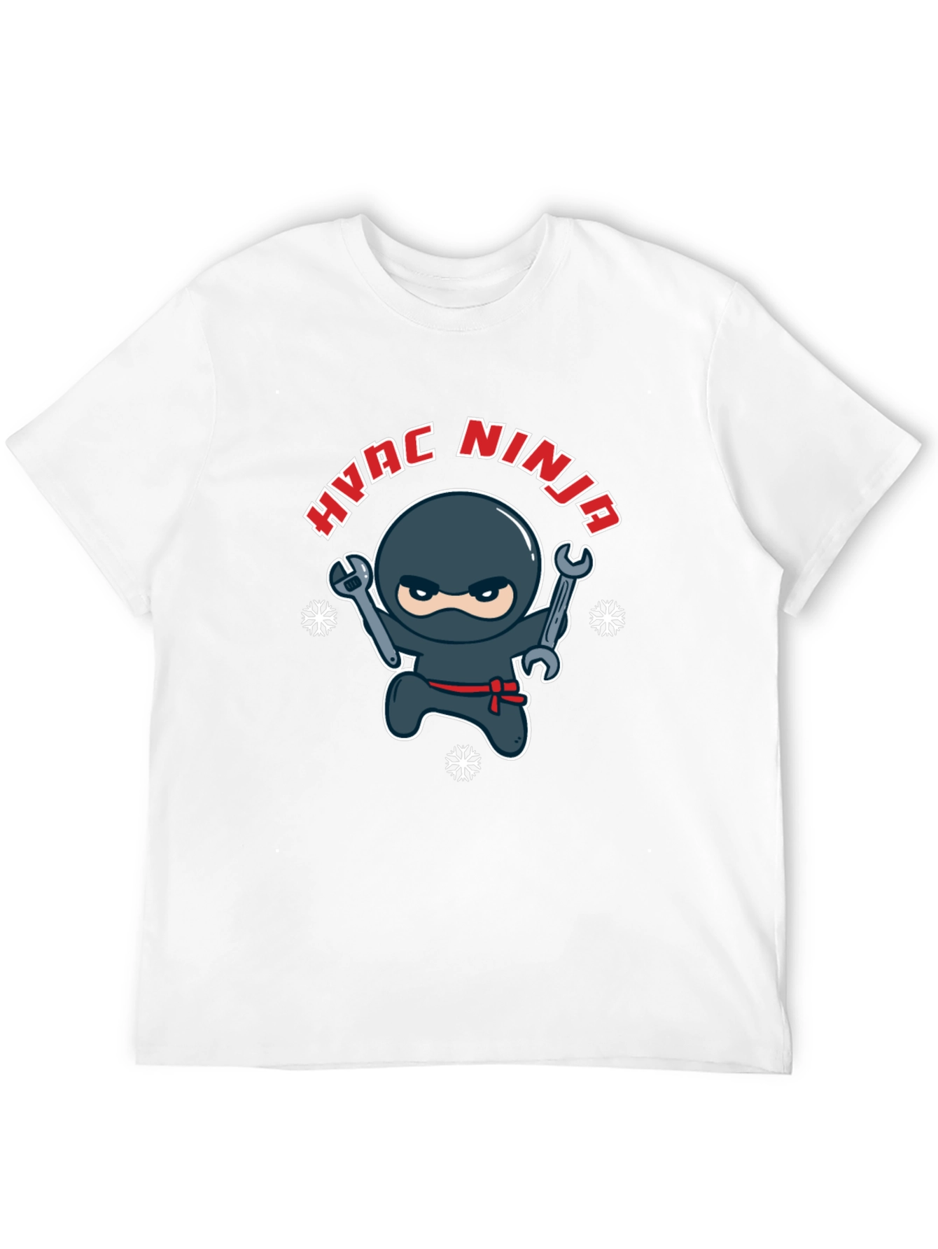 HVAC Ninja Cartoon Black T-Shirt