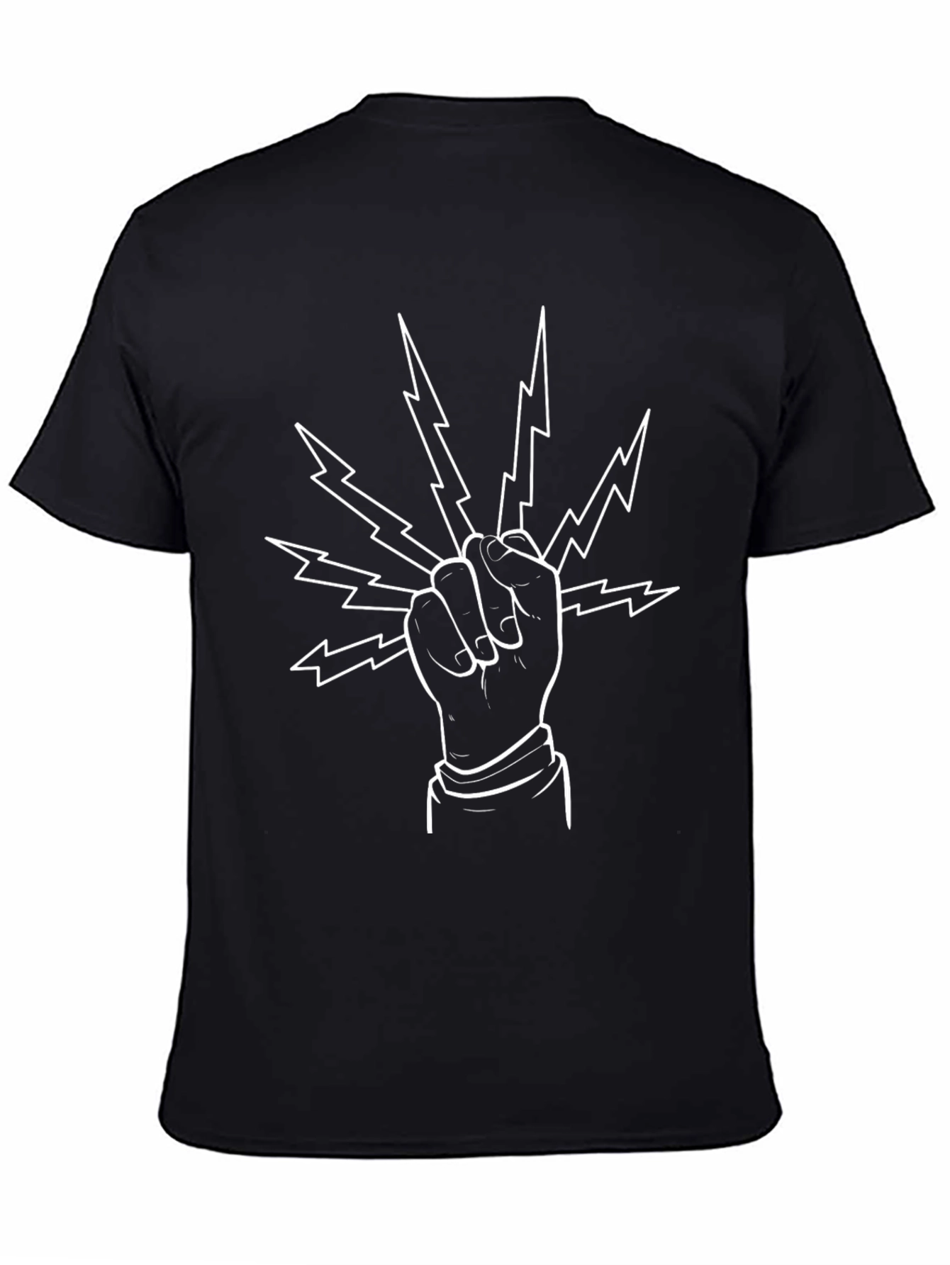 Fist Lightning Bolt Graphic Tee - Black