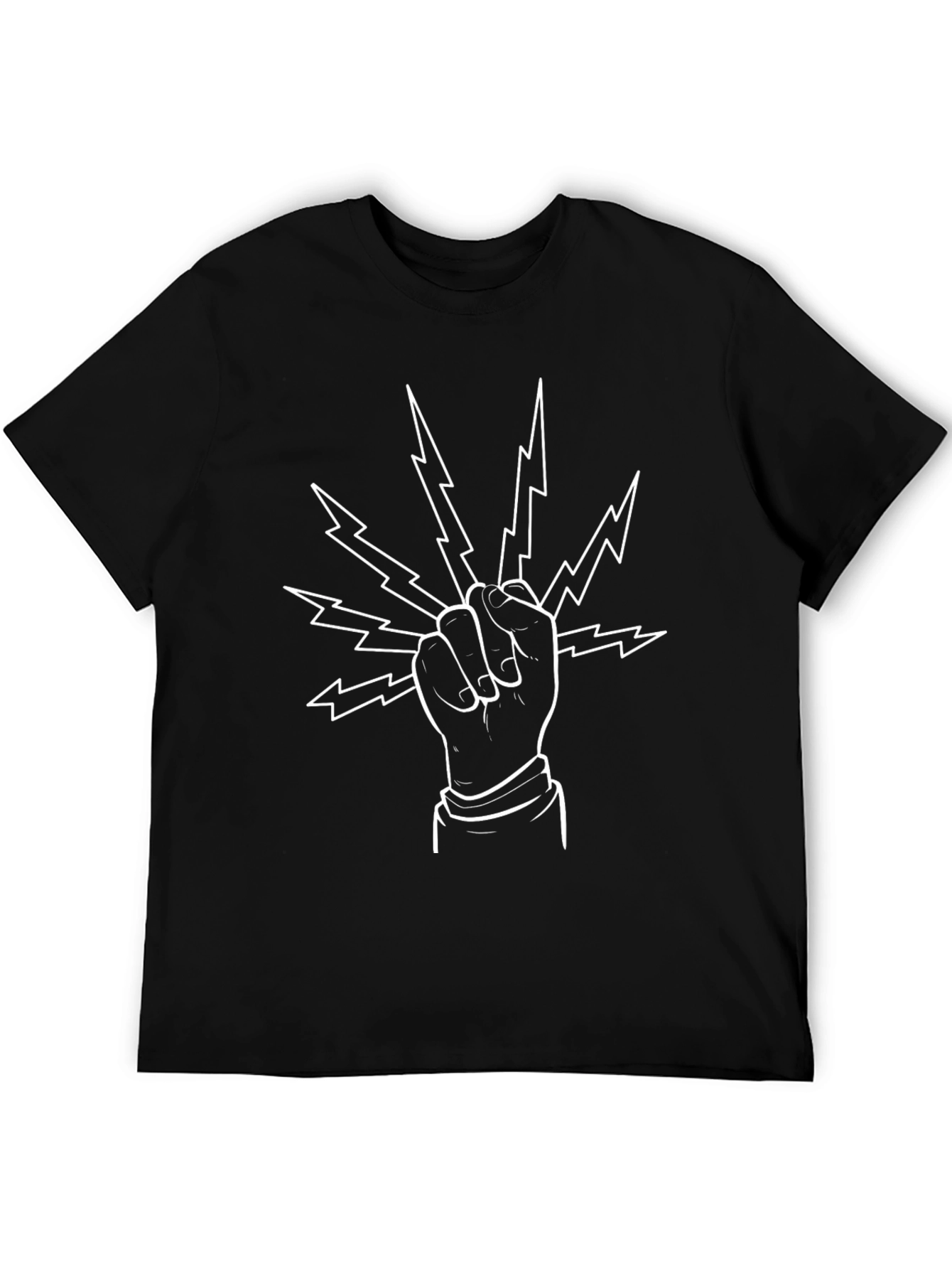 Fist Lightning Bolt Graphic Tee - Black