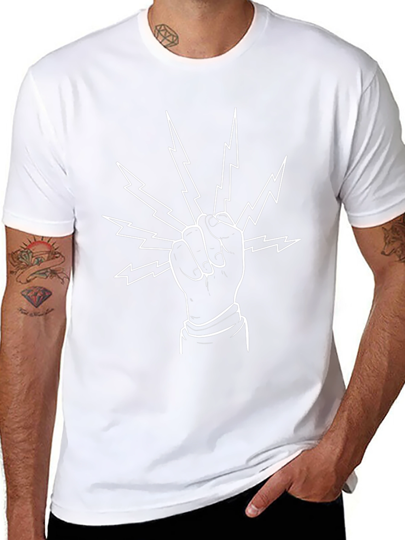 Fist Lightning Bolt Graphic Tee - Black