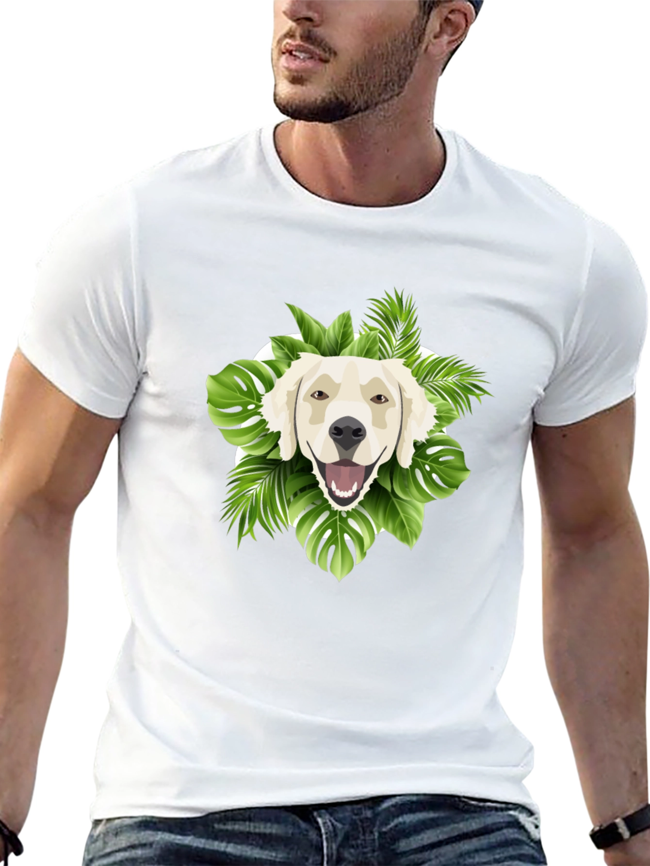 Tropical Golden Retriever Graphic Tee