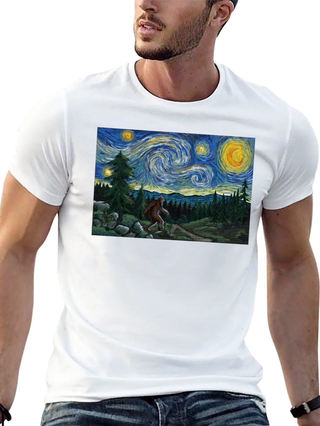 Starry Night Bigfoot Graphic Tee