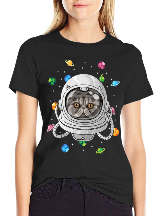Cat Astronaut T-Shirt - Space Explorer Kitten