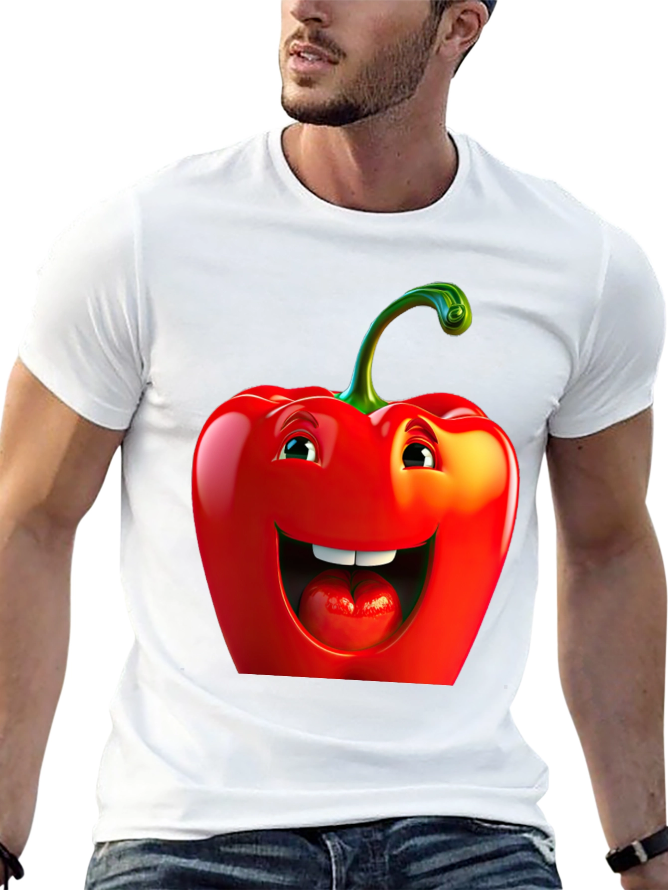 Funny Pepper Graphic Tee - Black Cotton T-Shirt