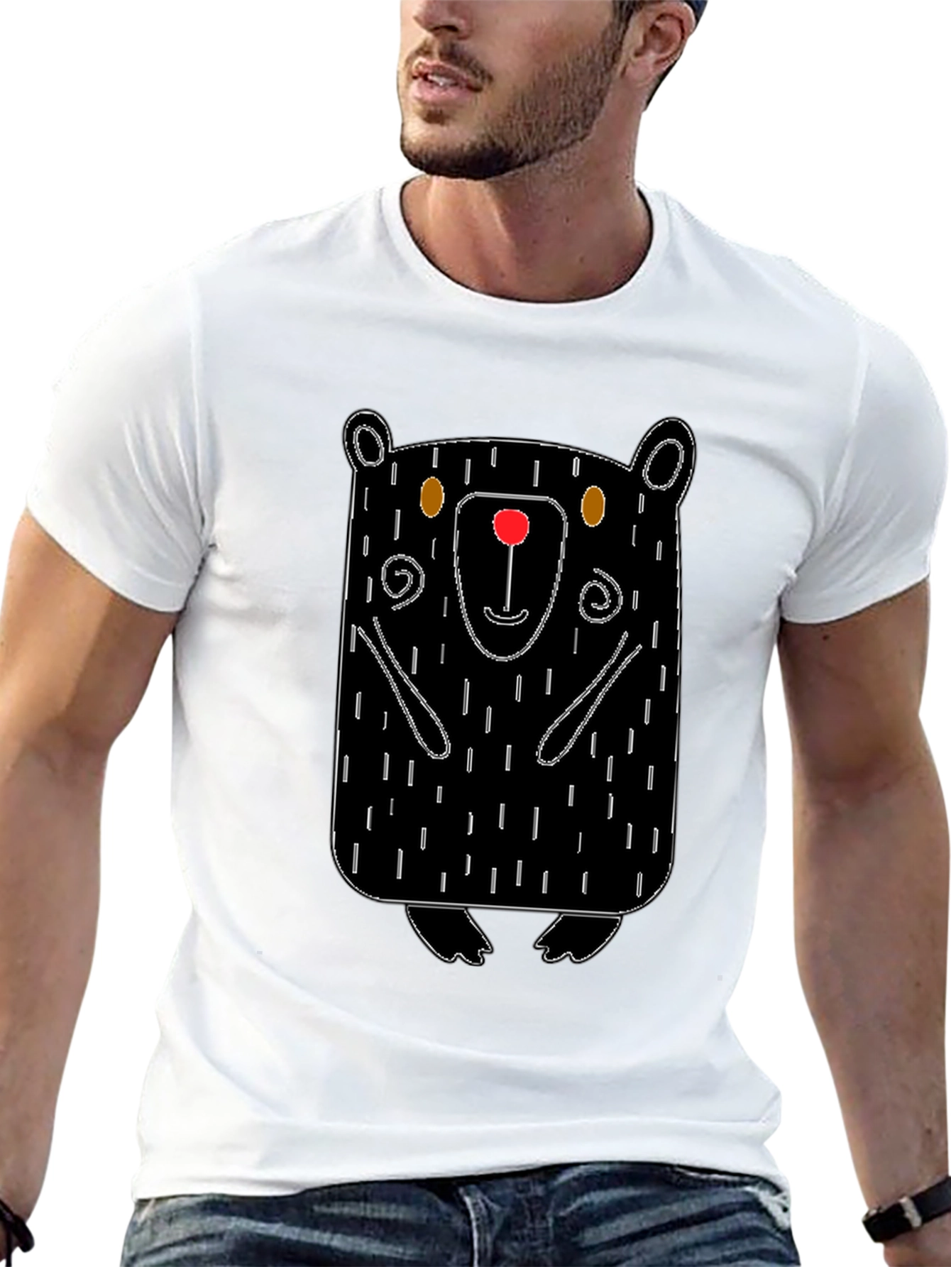 Cute Cartoon Bear Graphic Print T-Shirt