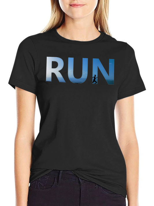 RUN Graphic Black T-Shirt for Active Lifestyle