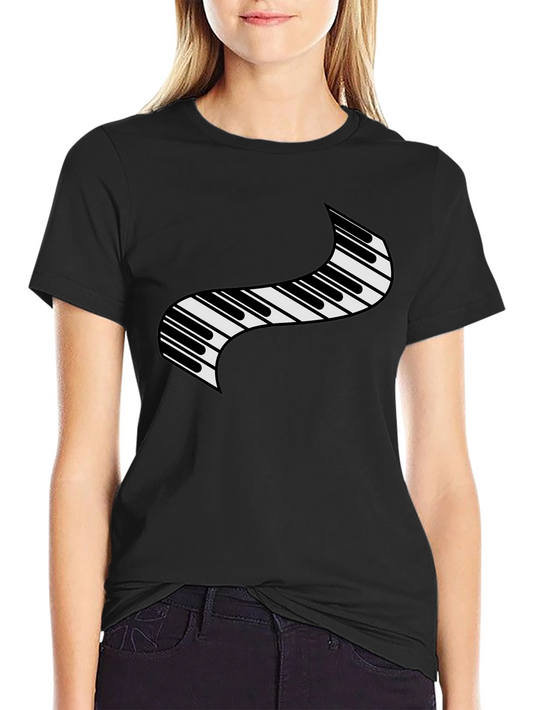 Piano Keys Graphic Tee - Black Short Sleeve T-Shirt