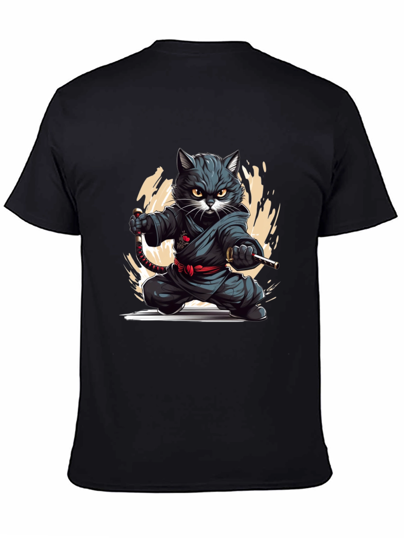 Ninja Cat Graphic Tee - Black T-Shirt