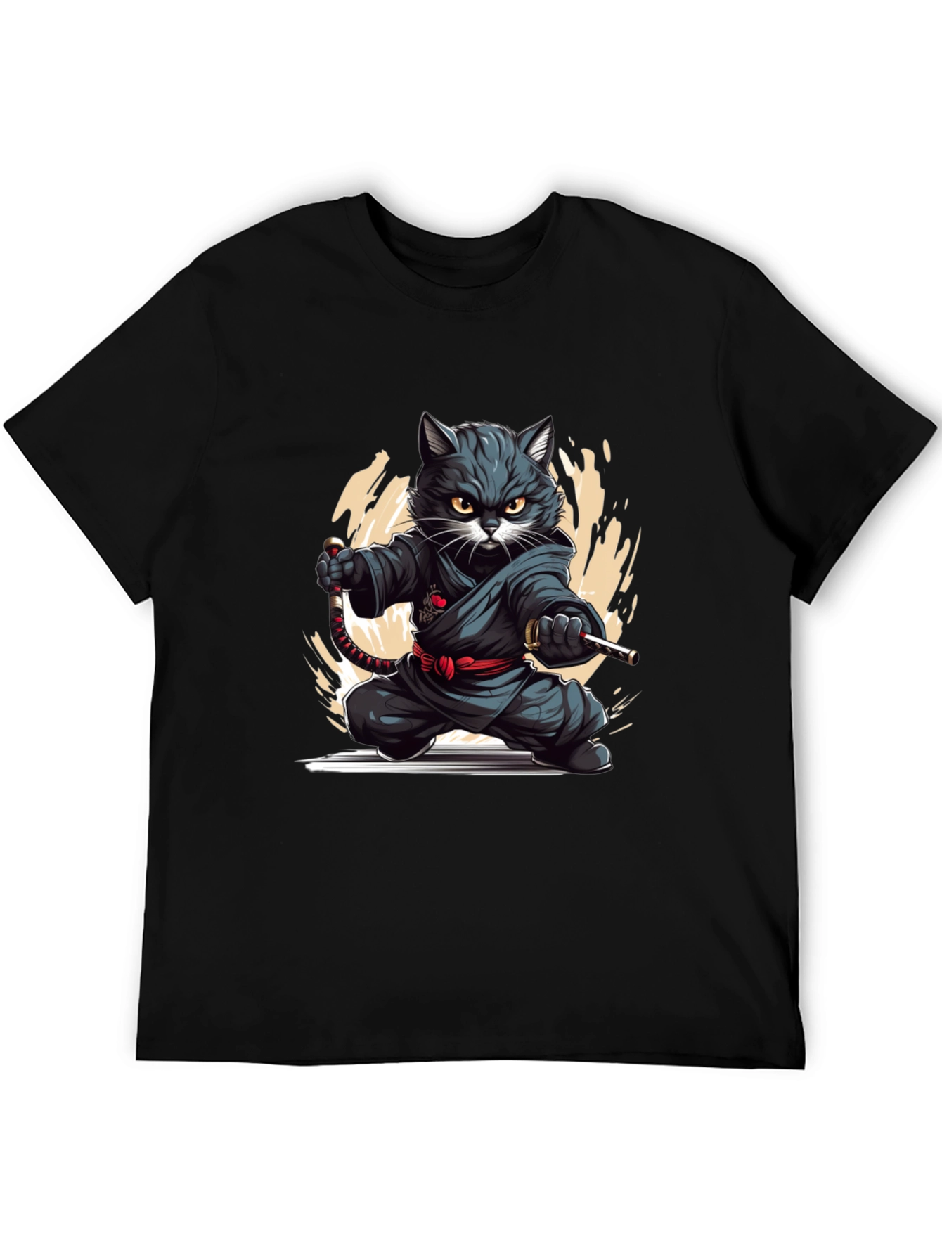 Ninja Cat Graphic Tee - Black T-Shirt