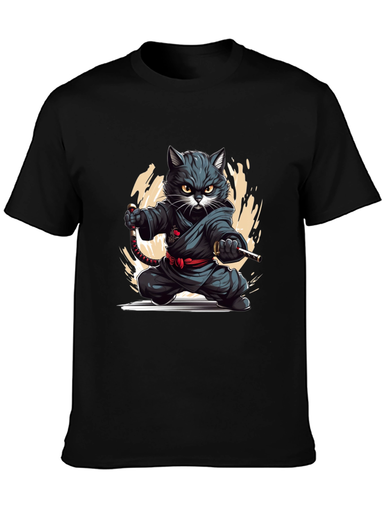 Ninja Cat Graphic Tee - Black T-Shirt