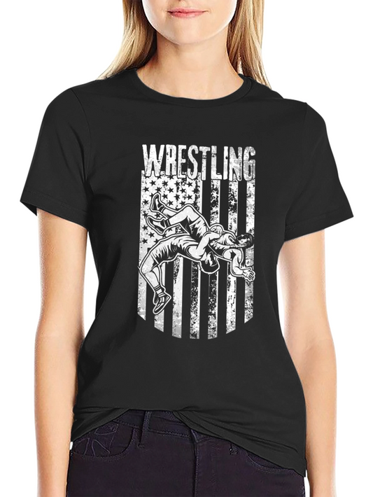 Wrestling USA Flag Graphic T-Shirt