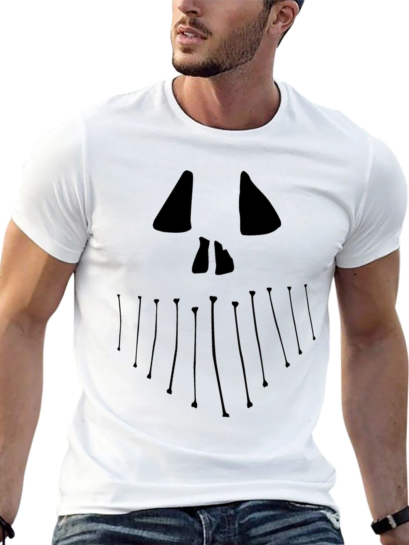 Spooky Face Graphic Tee - Halloween Style