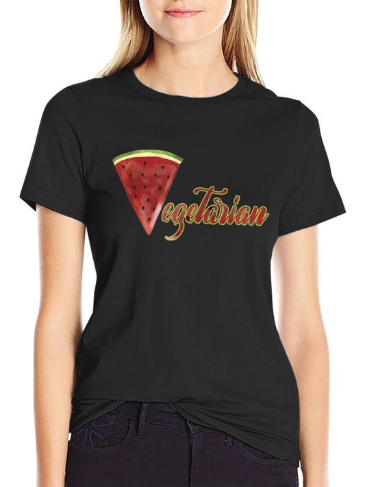 Vegetarian Watermelon Graphic Tee - Black