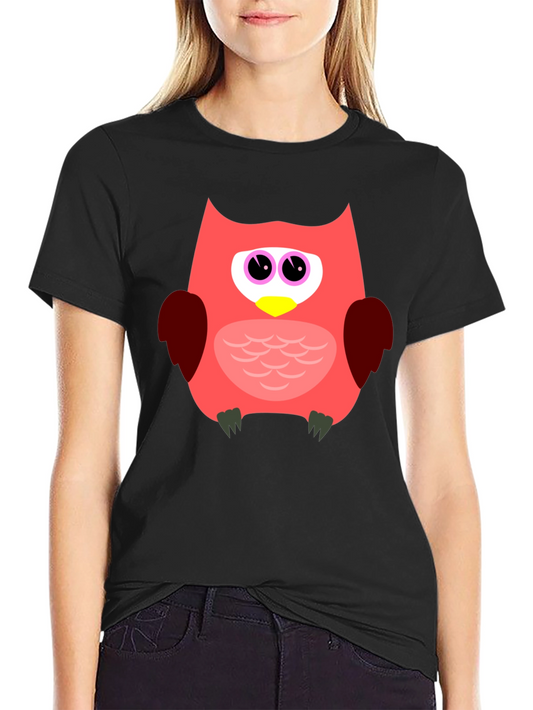 Fun Owl Graphic T-Shirt - Black Casual Tee