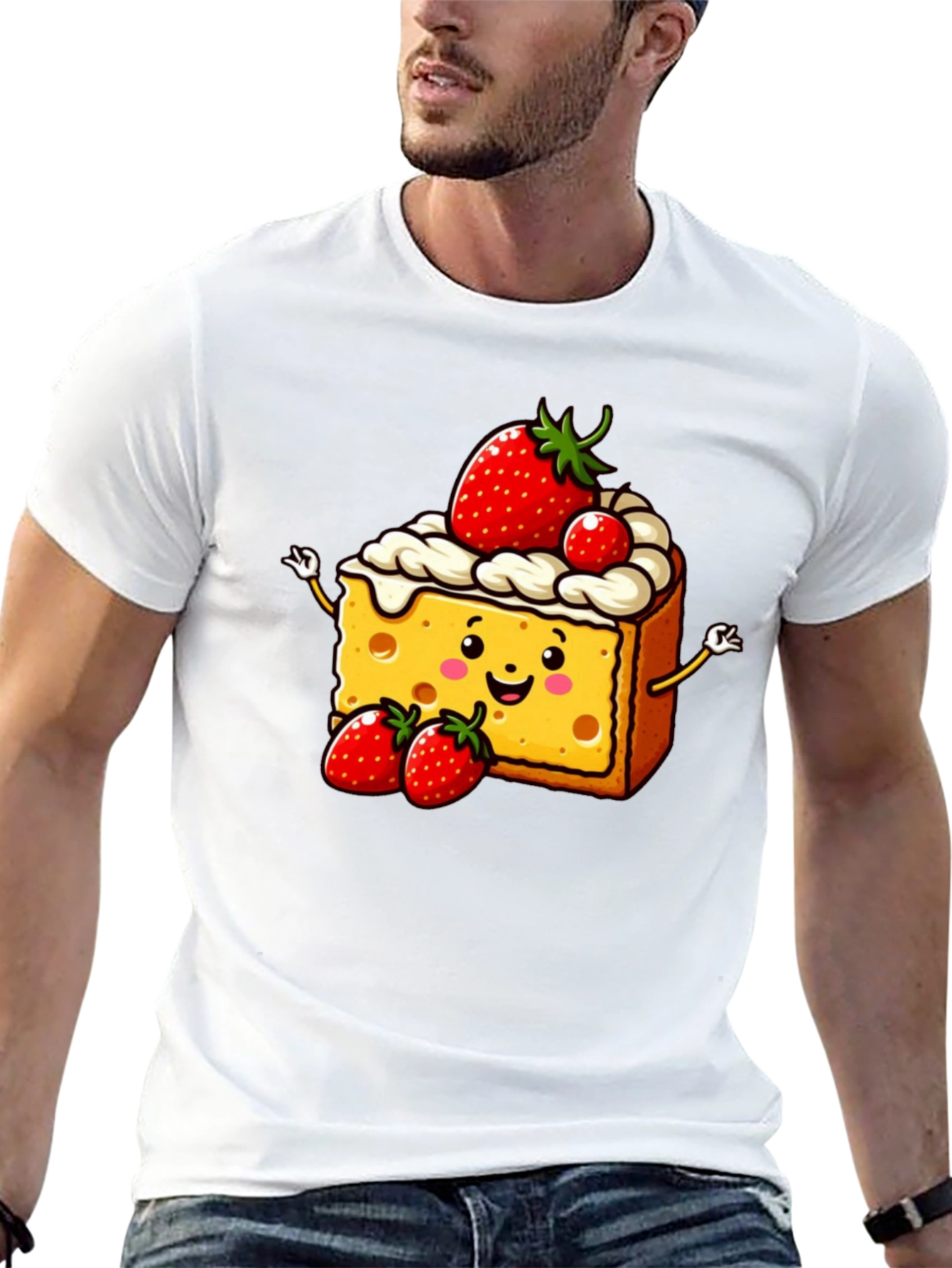 Cute Cartoon Strawberry Cheesecake T-Shirt
