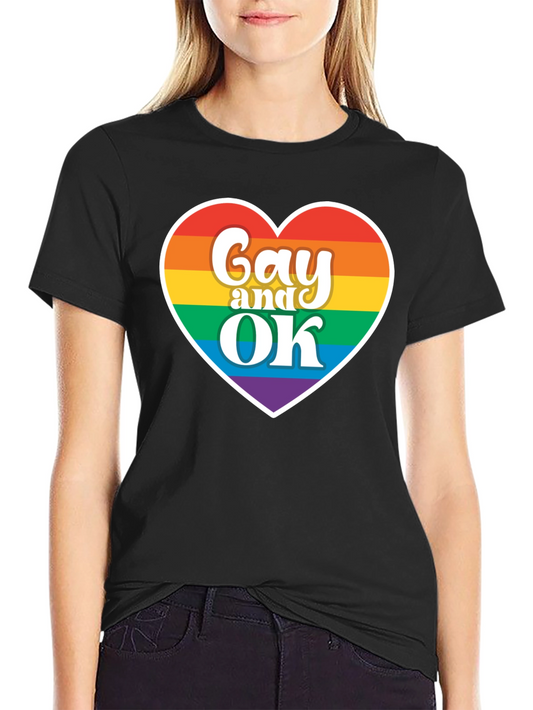 Gay and OK Rainbow Heart T-Shirt - Pride Apparel