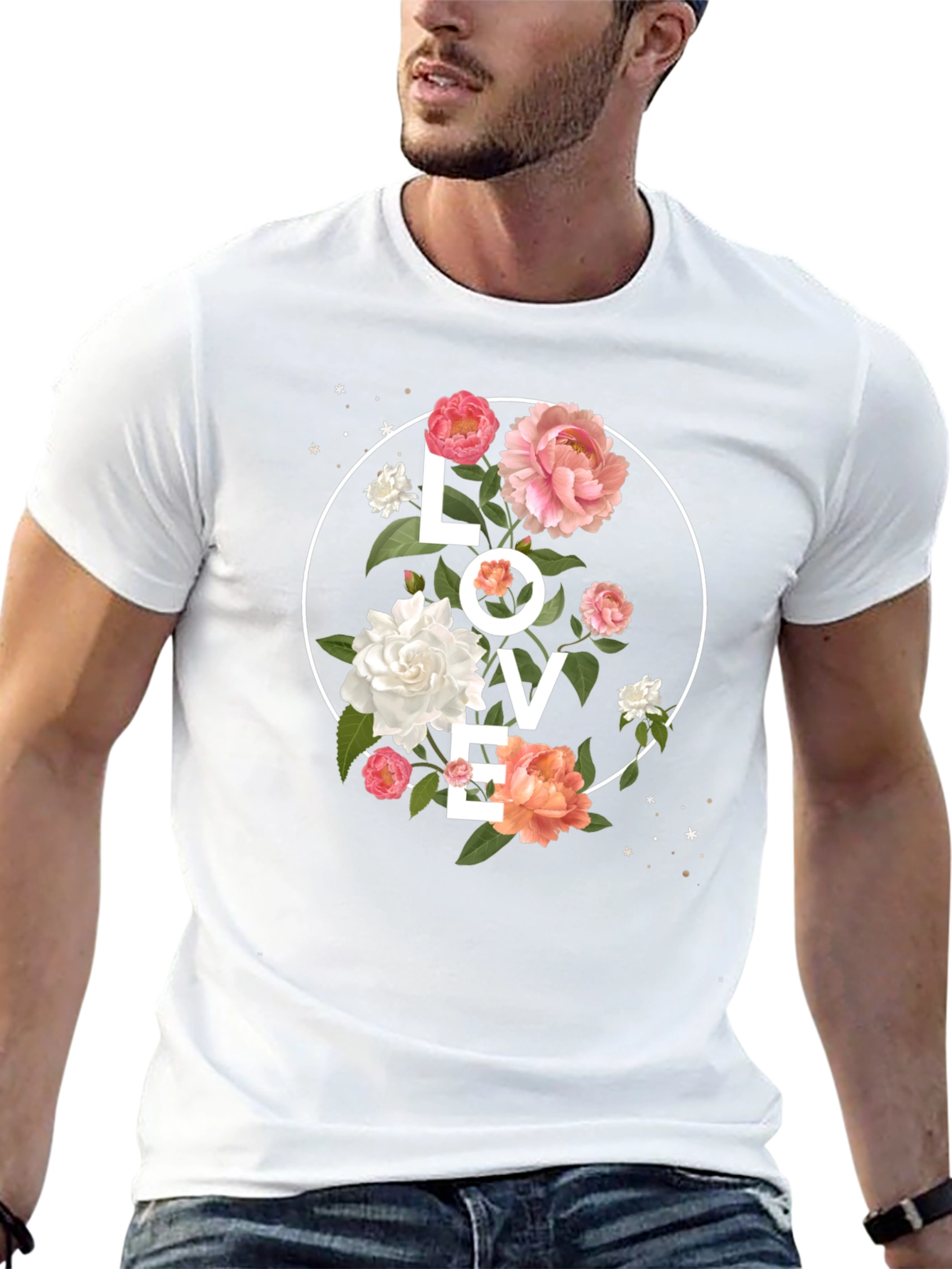 Floral LOVE Graphic Tee - Stylish Black T-Shirt