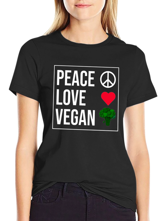 Peace Love Vegan T-Shirt Plant-Based Lifestyle Tee