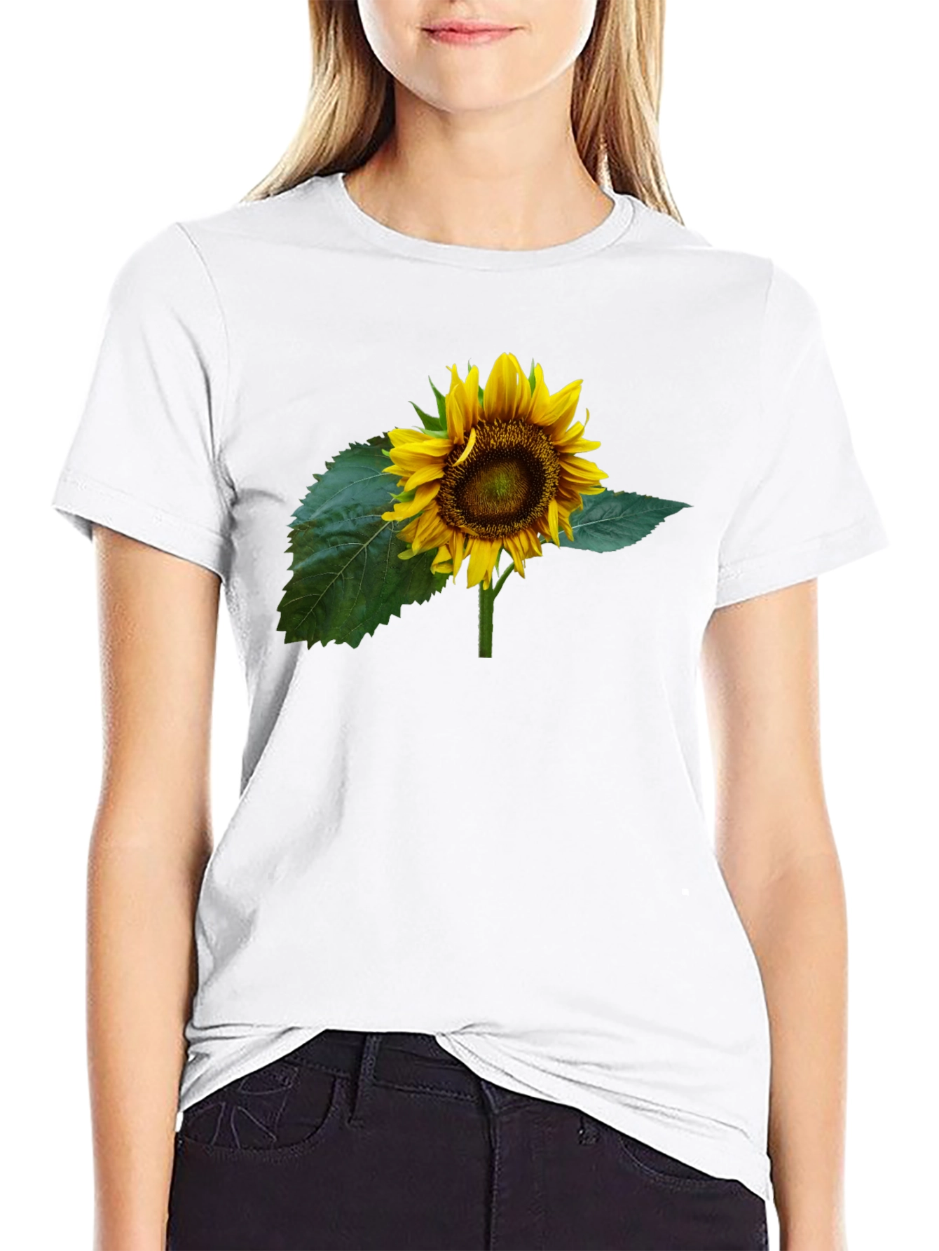 Sunflower Graphic Tee - Black Cotton T-Shirt