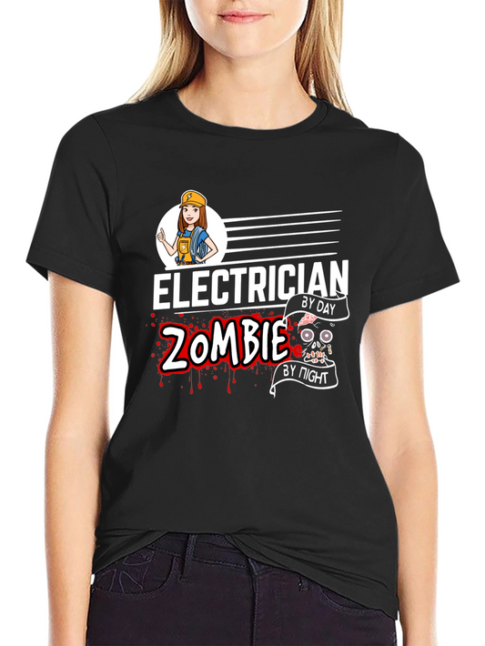 Electrician Zombie Graphic T-Shirt - Black