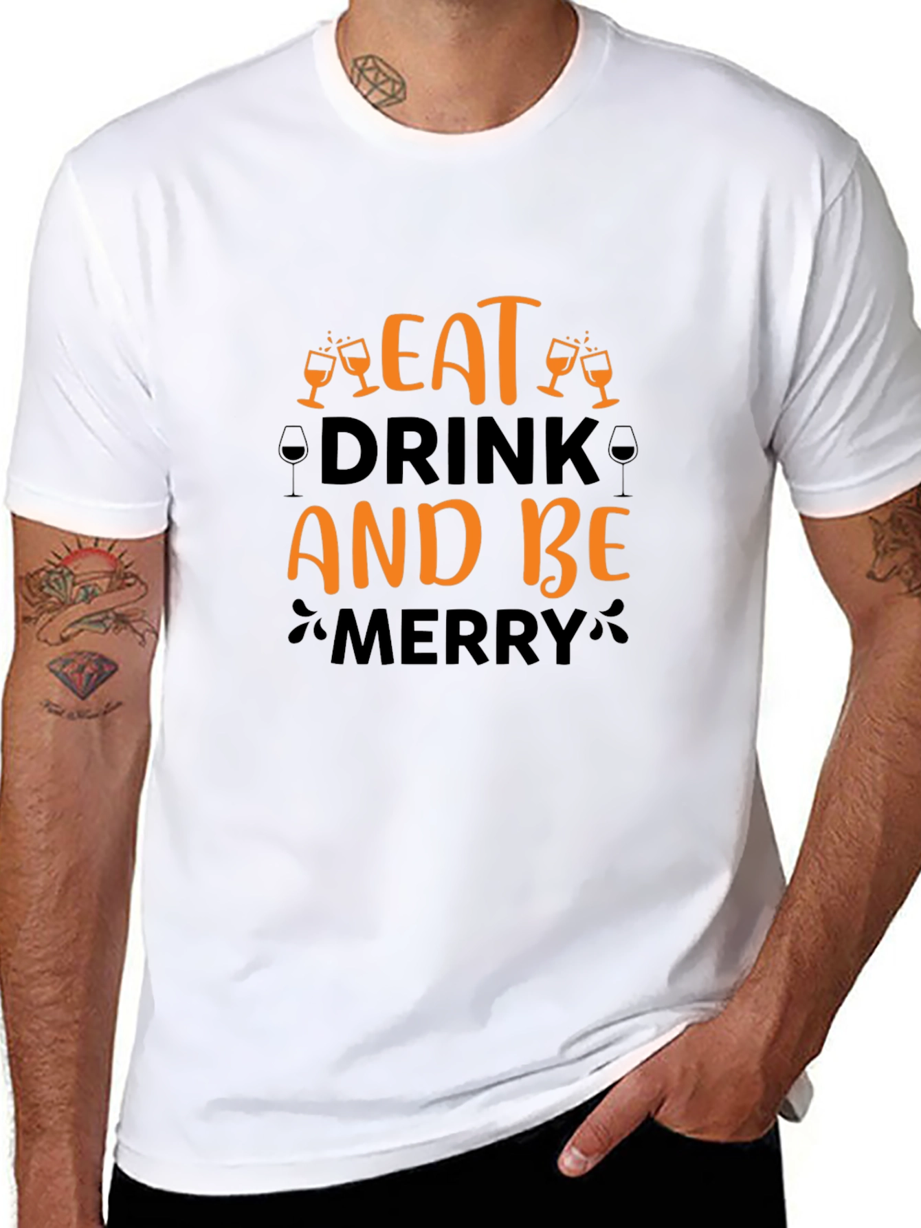 Eat Drink and Be Merry Holiday Graphic T-Shirt